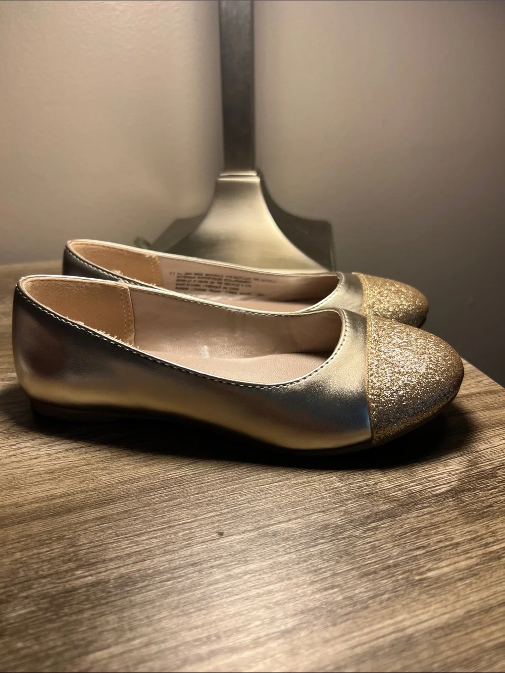 The Children's Place Gold Girls' Glitter-Toe Ballet Flats stock (12)